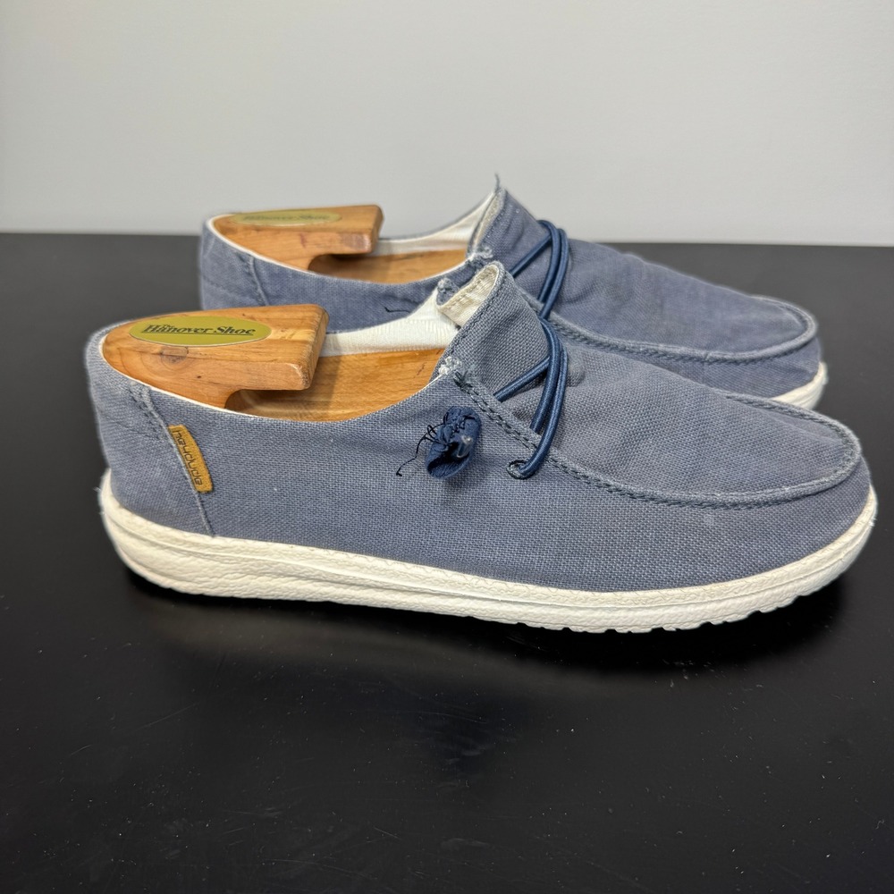 Hey‎ Dude Wendy Blue Canvas Slip On Shoes Womens 6 Lightweight Comfort Travel